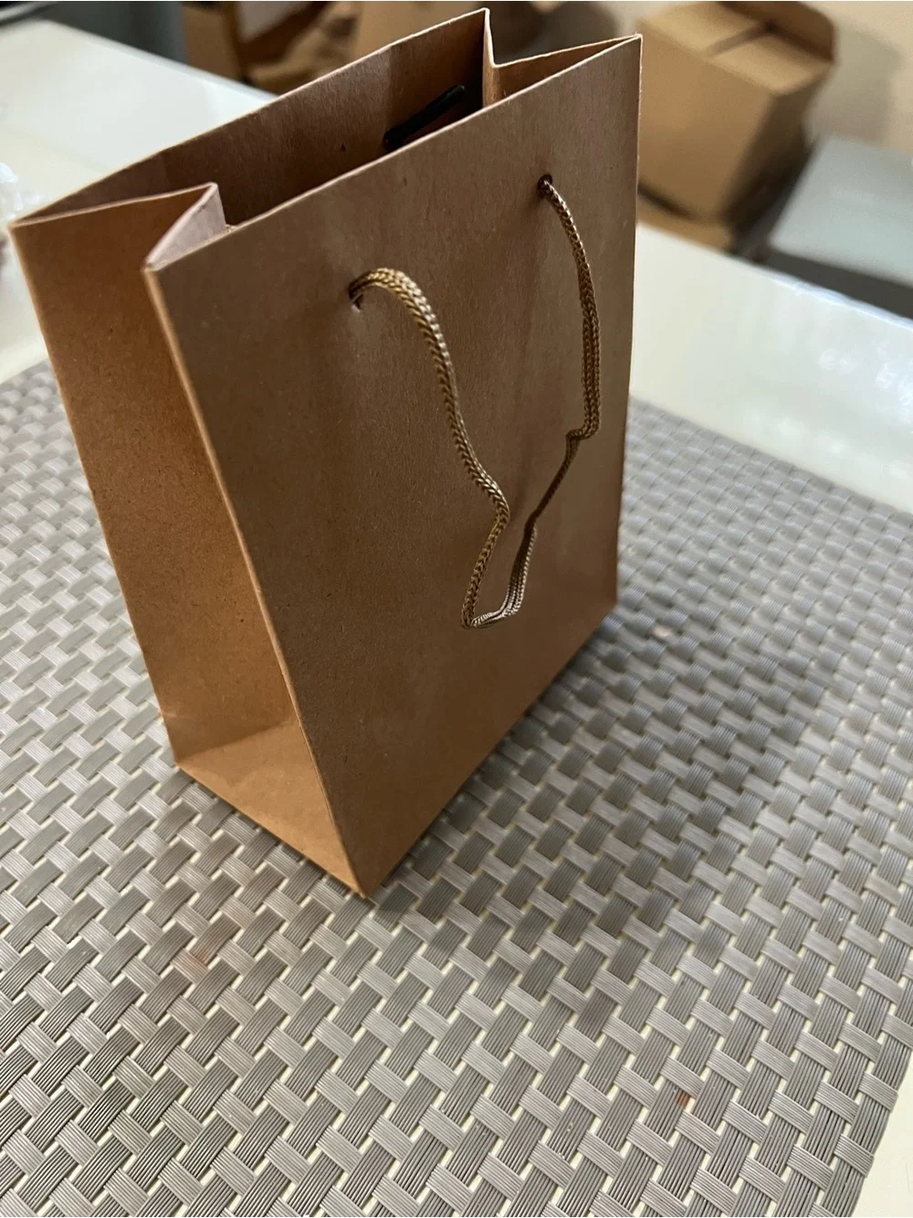 Set of 24 Small Kraft Paper Gift Bags with Rope Handles